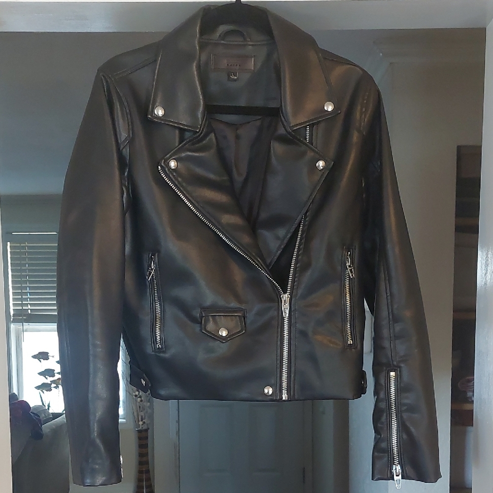 Blank NYC Women's Black Feaux Leather Moto Jacket